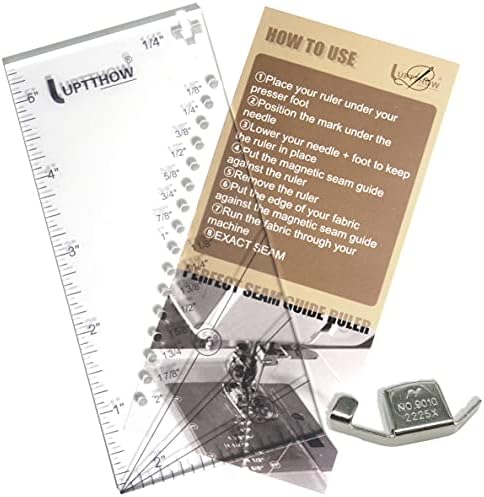 UPTTHOW Seam Allowance Ruler for Sewing Machine Trim Straight Line Hems 1/8" to 2", Perforated Seam Gauge with 15,30,45 Degree Line Indicators for Handmade Measuring Guide(1PC)