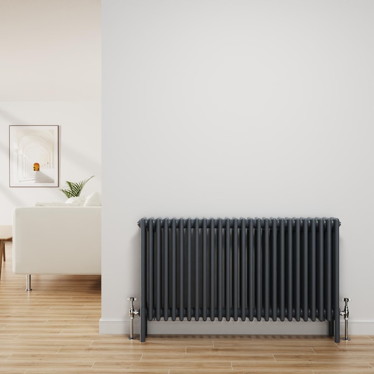 Nrg Anthracite Traditional Radiator Cast Iron 4 Column Horizontal Central Heating Bathroom Radiators 600X1190mm