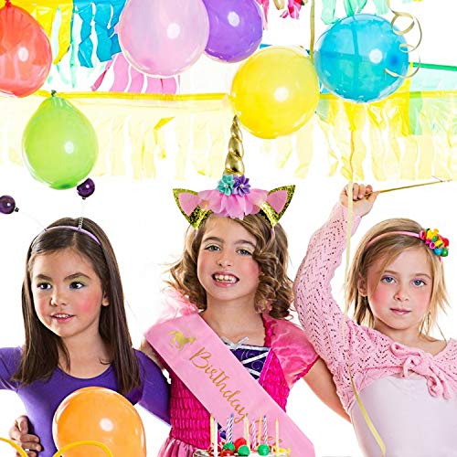 Vordas Eenhoorn haarband & verjaardag sjerp meisjes, eenhoorn party supplies set voor verjaardagen, rollenspellen… - Image 8