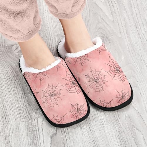 Halloween Spiders Pink Cute Slippers For Women Men Soft Memory Foam Non-Slip Hallowmas Winter Indoor House Shoes Travel Slipper4