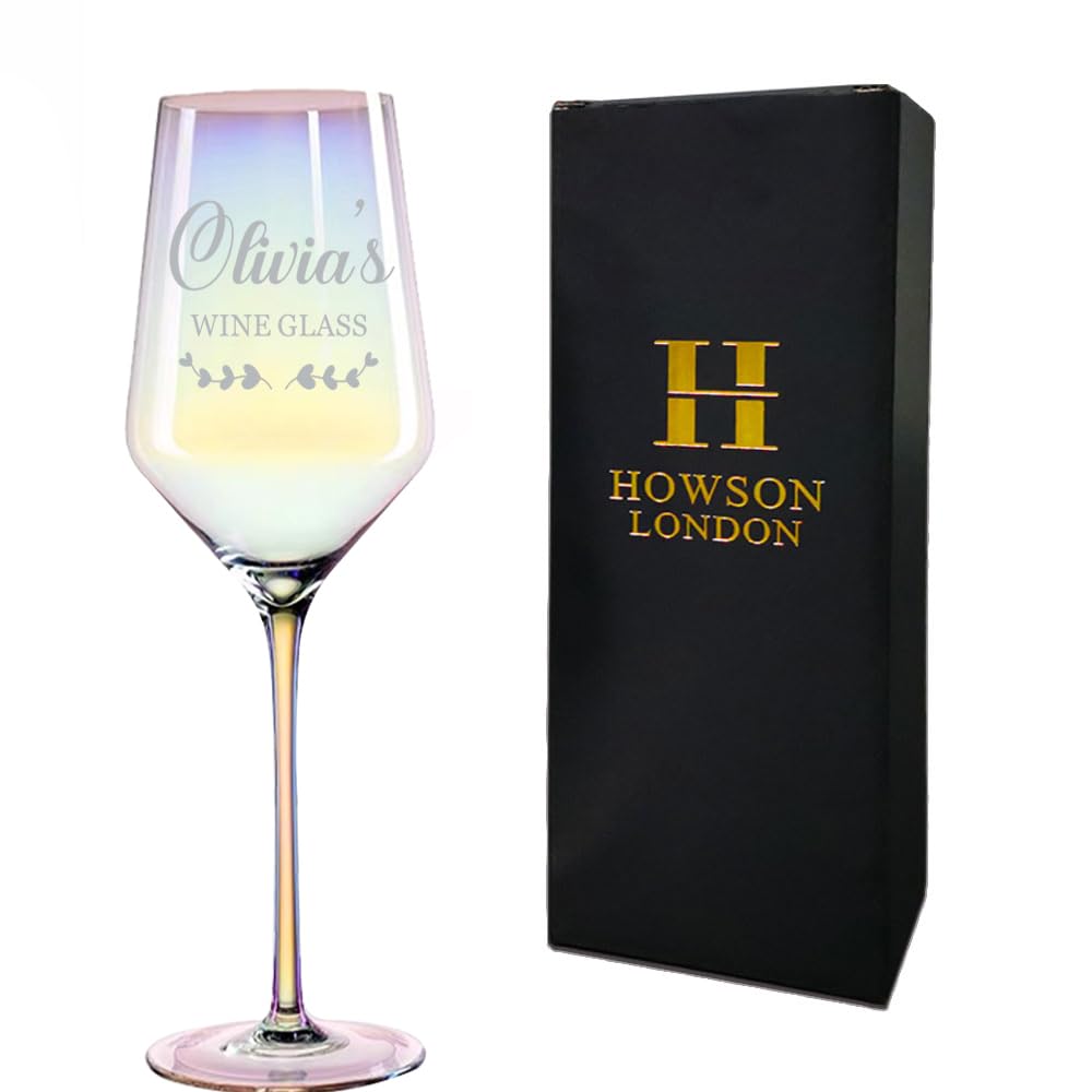 EDSG Personalised Wine Glasses Engraved Wine Glass Gifts for Mum Birthday Gifts 21st 30th 40th Red Wines Glass with Gift Box Wedding Anniversary Christmas Birthday Custom Gift with Any Text(Design 2)