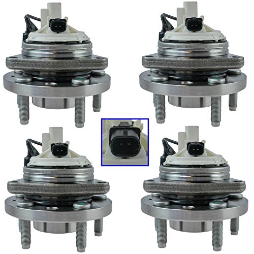 Image of TRQ Front and Rear Wheel Bearing and Hub Assembly Set 4 Piece Compatible with 2006-2009 Pontiac Solstice 4 Wheel ABS 2007-2010 Saturn Sky