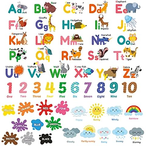 Decowall Animal Alphabet Numbers Stickers Cover