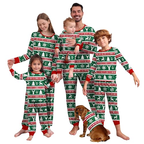 Solutra Pijama Navidad Familia, Conjunto de Pijamas de Navidad a Juego para la Familia, Pijamas de Pareja, Pantalon Pijama Mujer, Hombres, Niños y Bebés(Perro,S)