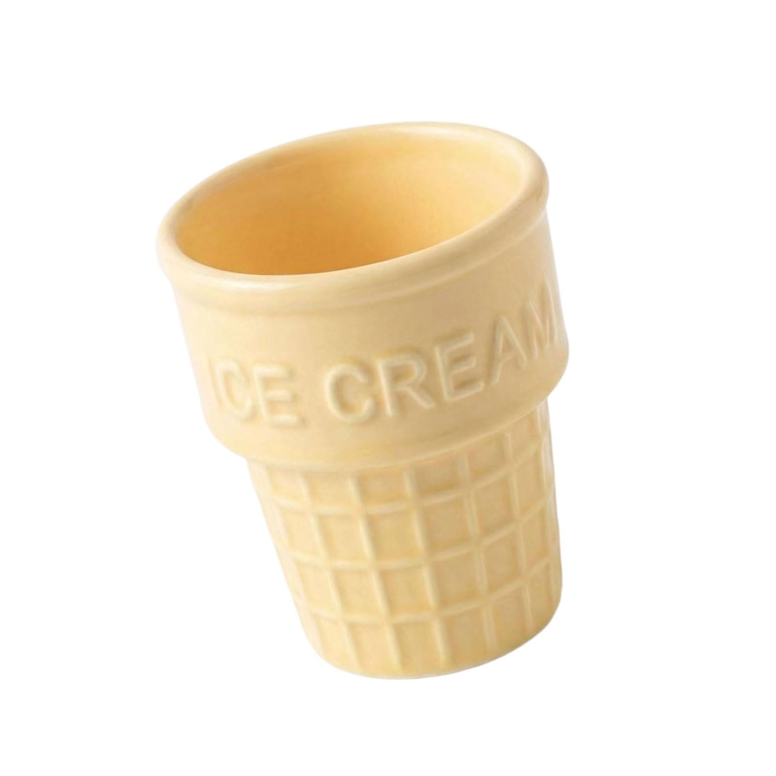 PANGBOER Waffles-Styles Snacks Cup Dessert Container Miniature Ice Cream Cone Ceramic Bowl for Candy and Condiments Point Molded Dessert Bowl