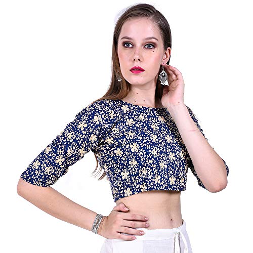 Image of Fressia Fabrics Pure Cotton Kalamkari Print Readymade Saree Blouse for Women