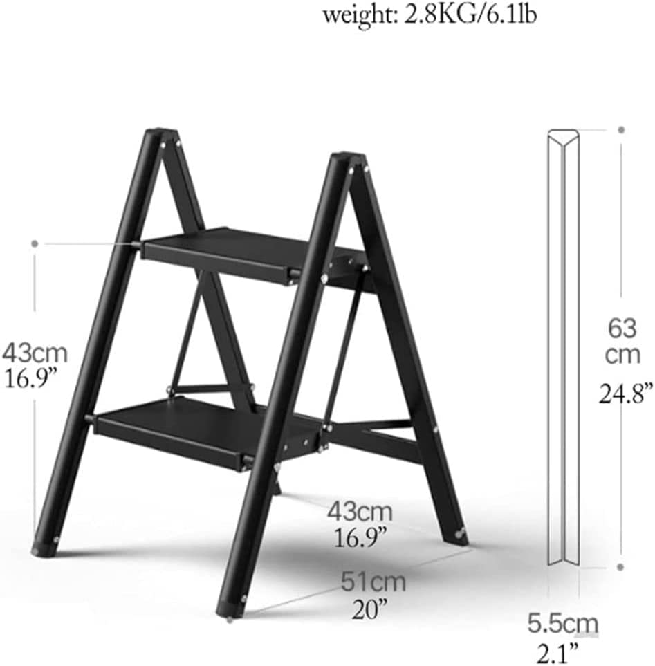 WuDLi Portable 3 Step Ladder, Folding Step Stool with Wide Anti-Slip Pedal Aluminum Portable Ladder for Home and Kitchen Use 330lbs Capacity Step Stool