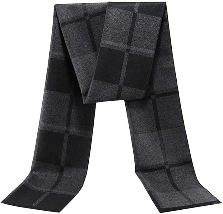 Winter-Plaid-Cashmere-Scarves,Cold Weather Soft Warm Scarves with Tassel for Man