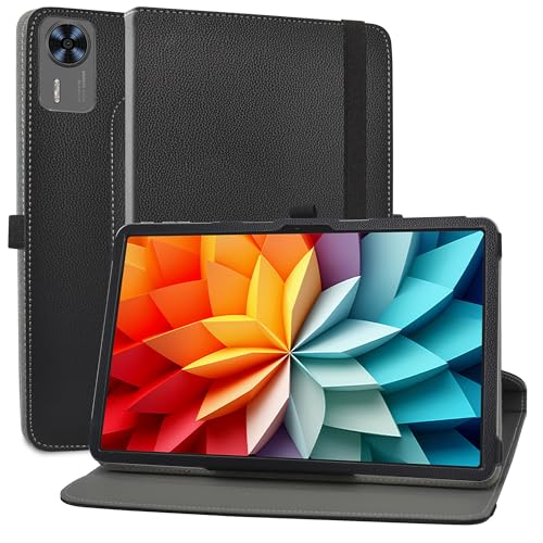 MAMA MOUTH Kompatibel mit DOOGEE T36 hülle,360° Drehbarer Stand Cover Premium Schutzhülle Tasche Etui mit Ständerfunktion Case für DOOGEE T36 / Blackview Mega2 / OSCAL Pad 100 12 Zoll Tablet,Schwarz