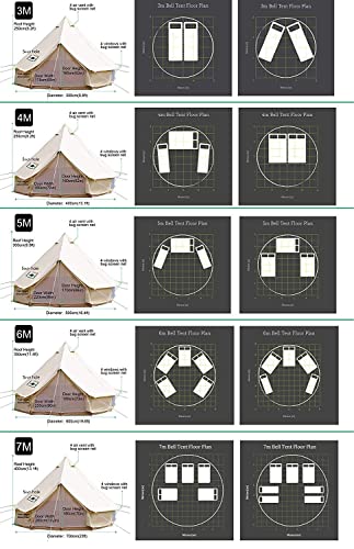 Carpa de lona impermeable para camping familiar grande 4 estaciones miniatura 5