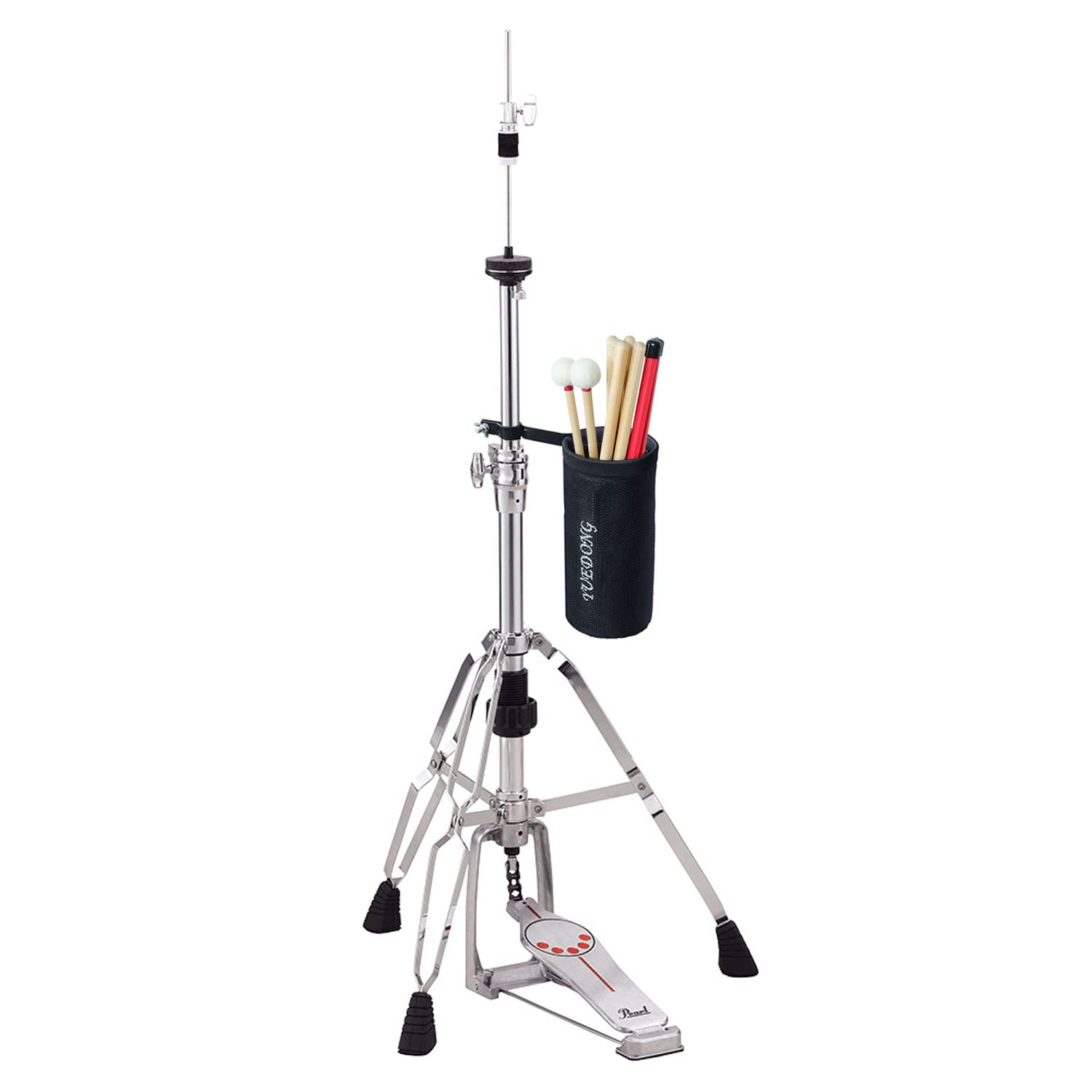 Pearl H-930 Hi-Hat Machine Hi-Hat avec support de baguette en métal Série 930 Style démonteur Hauteur et tension de ressort réglables Pieds pivotants Construction à double entretoise
