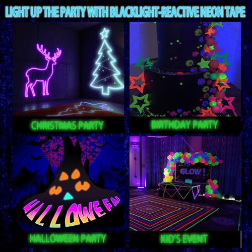 Image of SWRT 6 Rolls (0.6 in x 33 Ft) Neon Gaffer Cloth Tape for Halloween Decor (Pack of 2)