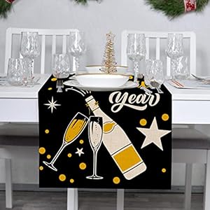 Seliemhappynewyearevecheerstablerunnerblackgoldtabletopscarfhomekitchenpolkadotsstarsdecor2025winterholidayfarmhouseburlapdiningdecorationspartysupply13x72 Urban Country Home Decor Seliem happy new year eve cheers table runner black gold tabletop scarf home kitchen polka dots stars decor 2025 winter holiday farmhouse burlap dining decorations party supply 13 x 72 urban country home decor