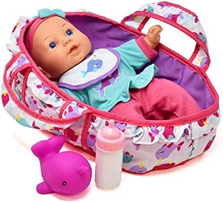 Baby Doll Feeding Set, 12 Inch Soft Body Baby Doll with Carrier Bassinet
