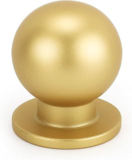 homdiy 10 Pack Brushed Brass Cabinet Knobs Dresser Knobs, Gold Cabinet Knobs Drawer Knobs Round Ball Gold Knobs Kitchen Cabinet Hardware Single Hole Door Knobs