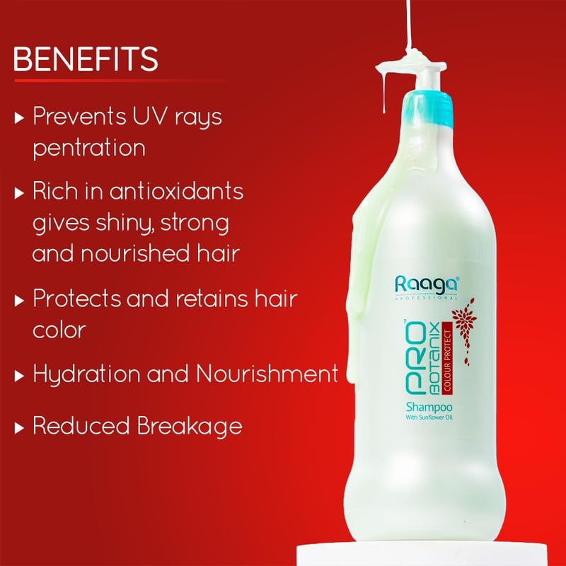 Image of Raaga Professional Pro Botanix Colour Protect Shampoo with Sunflower Oil | Helps Protect and Retains Hair Color, Reduces Breakage | Suitable For Men and Women (1000 ml)