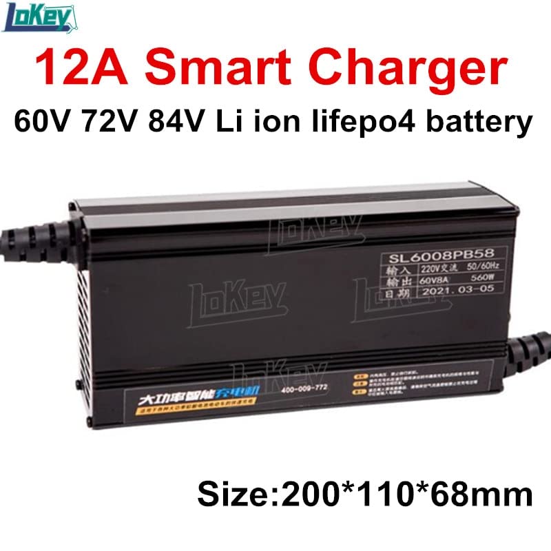12A charger for 48V 60V 72V 84V lithium battery 13S 54.6V 14S 58.8V 16S 58.4V 67.2V 20S 84V Li ion 73V 87.6V Lifepo4 battery (Color : 24S Lifepo4 87.6V, Socket Standard : EU 220V)