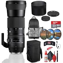 Sigma 150-600mm f/5-6.3 DG OS HSM Lens for Canon EF 745-101 Bundle 64 GB Memory Card, Card Reader, Backpack, Filter Kit, Full Cleaning Kit, Protective Cover, Tripod Collar, Lens Case, and More