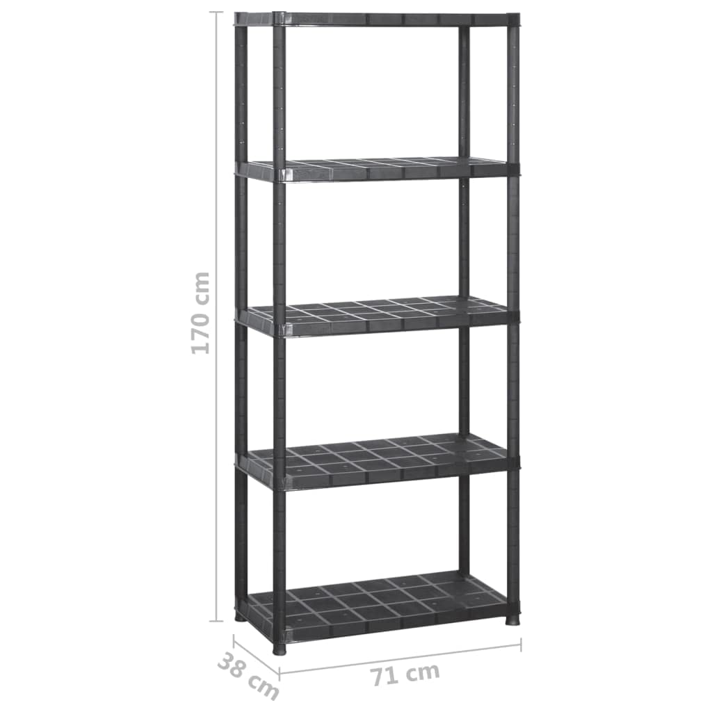 Étagère de Rangement à 5 Niveaux Noir 142x38x170 cm Plastique,Entreprise & Industrie,Stockage Industriel,Étagères industrielles,9.2 kg-3059852