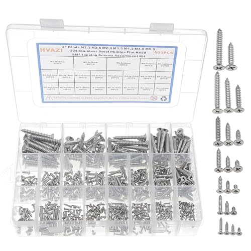 Kit tornillos autorroscantes Phillips acero inoxidable 600 uds miniatura 2