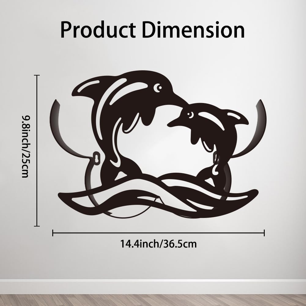WADORN Porta Carta Igienica A Forma di Delfino, Porta Rotolo di Carta Igienica A Parete con Motivo A Forma di Animale Marino In Metallo, Divertente Porta Rotolo, per 8 rotolo Extra In Bagno