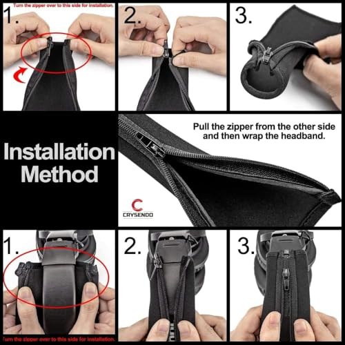 Image of Crysendo Headband & Cushion Combo for Boat Rockers 550 Headset | Replacement Soft Protein Leather, Memory Foam Ear Cushion & Neoprene Headband pad (Black)