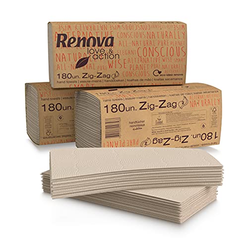 Renova Zig-Zag Love & Action handdoeken, 15 verpakkingen van 180 stuks, 2.700 stuks, ecologisch kraftpapier, 2 lagen… - Image 8