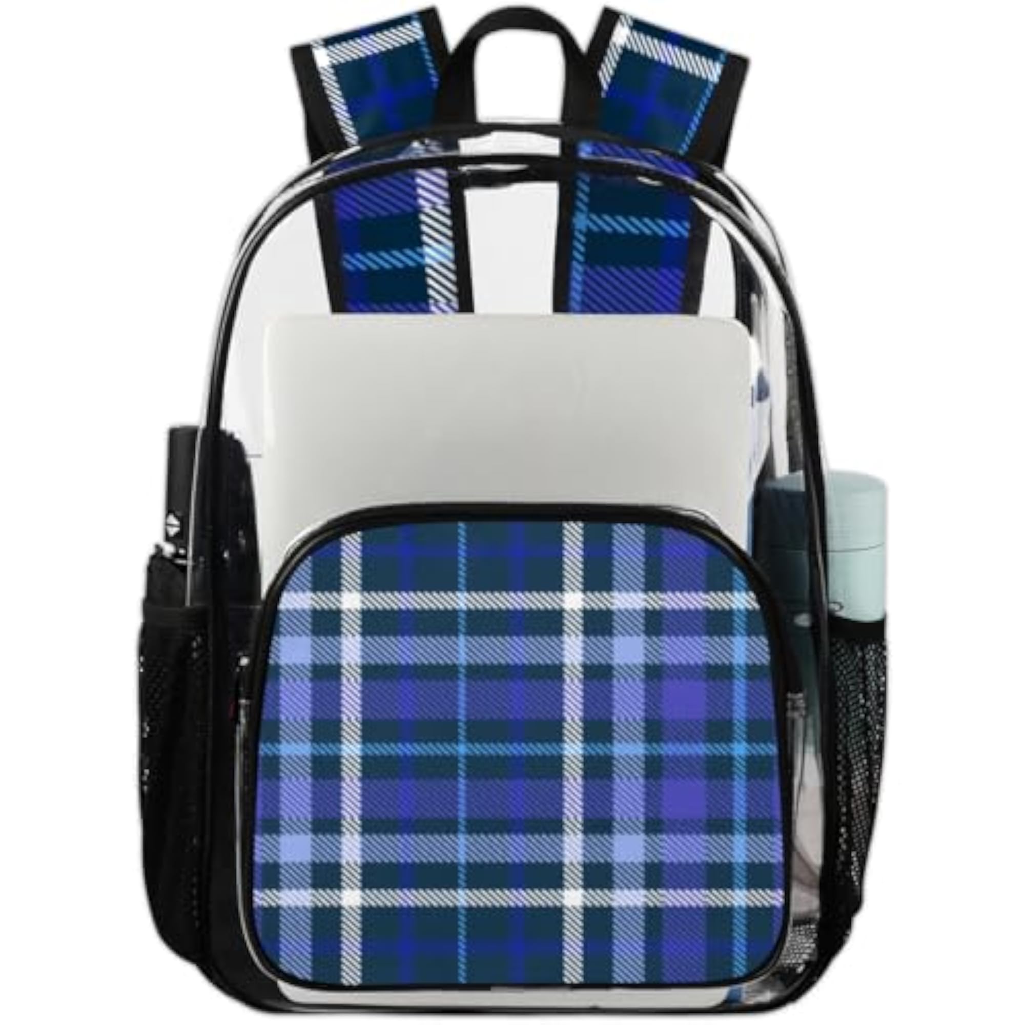 Classic Plaid Pattern Clear Backpack, Heavy Duty