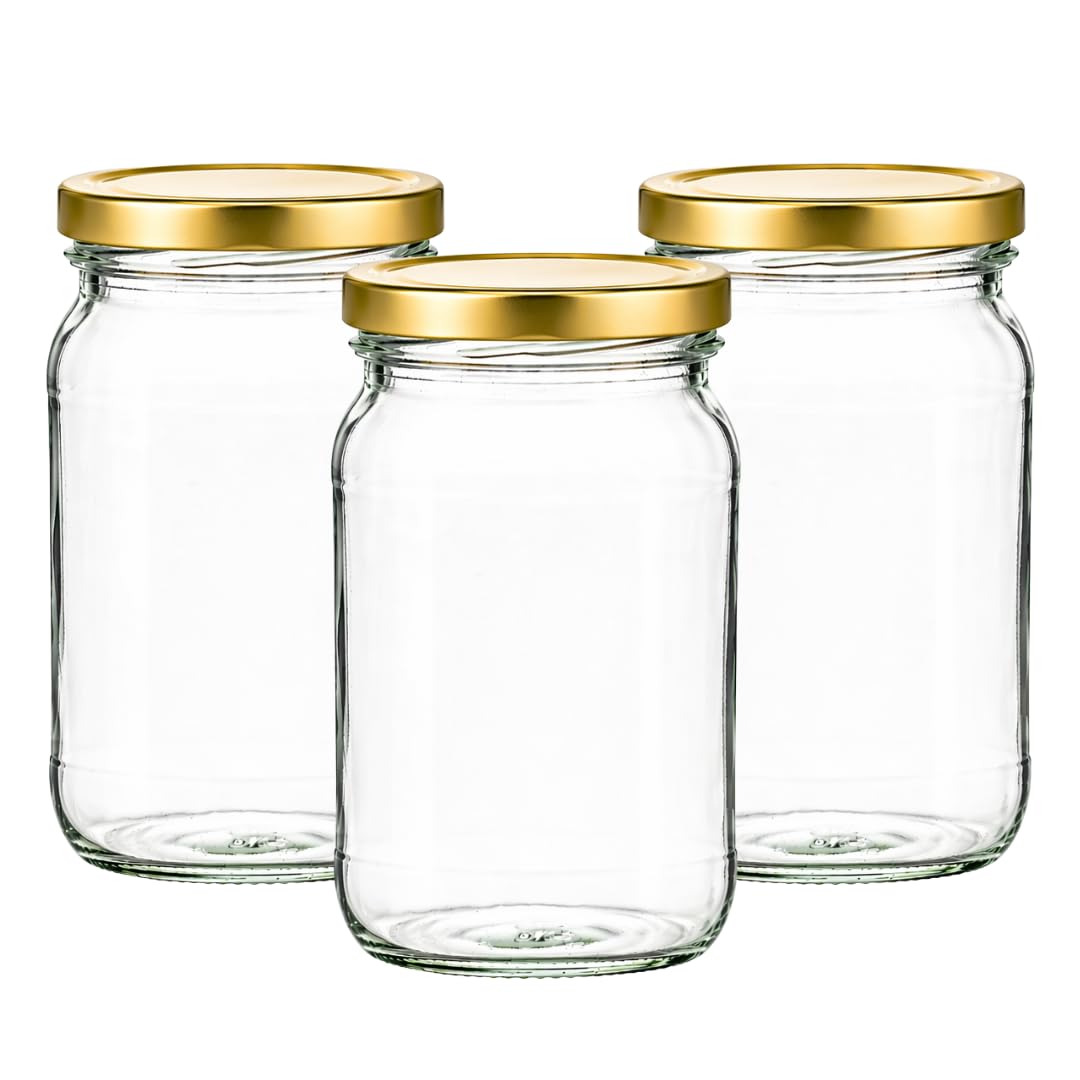 1lb Jam Jars Including Gold Twist Off Caps Preserve & Chutney Jars J&B (12)