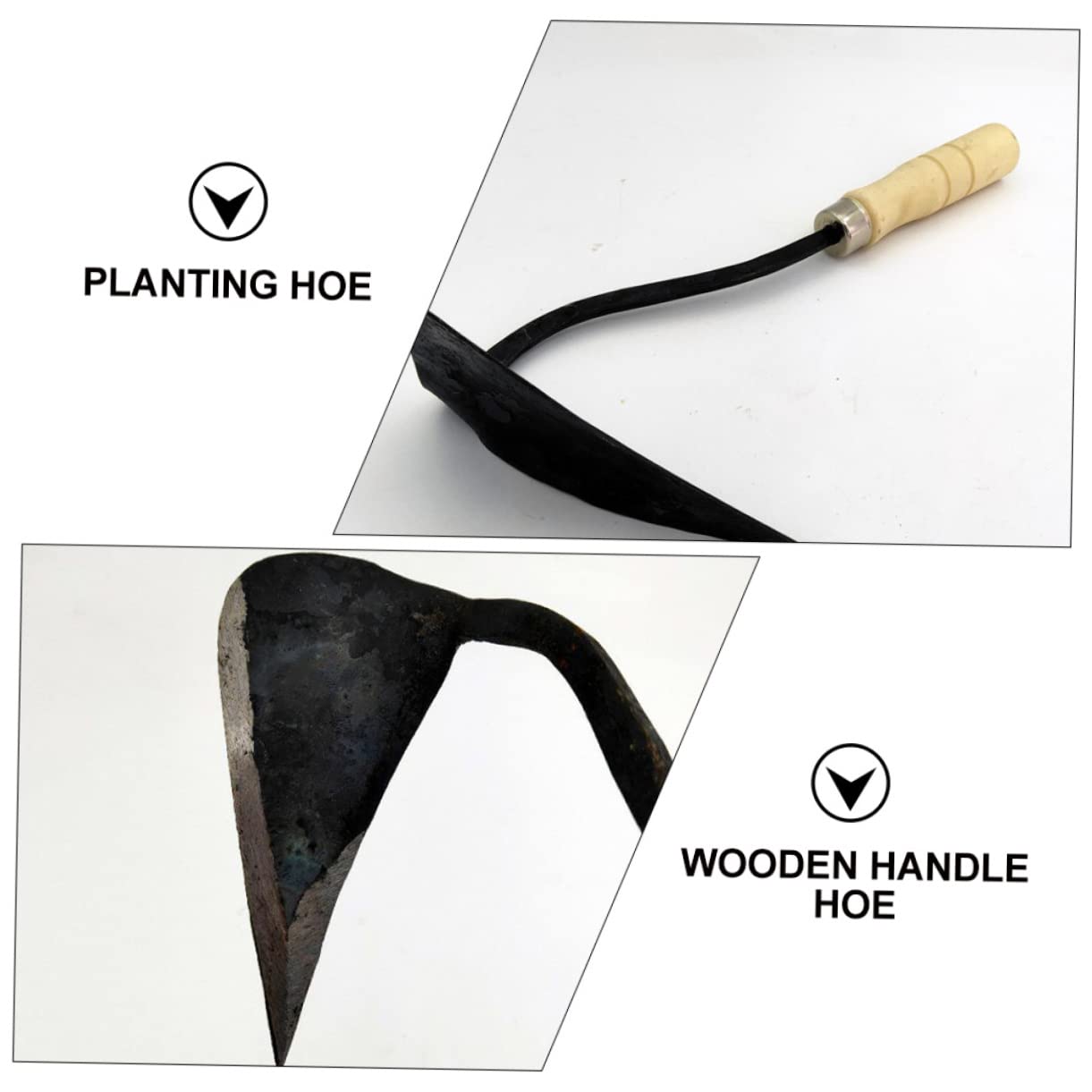 TOYANDONA Attrezzo da Giardino Manico in Legno e Punta Triangolare in Acciaio al Carbonio Medio, Leggera e Resistente per Diserbo e Giardinaggio Manuale Efficiente