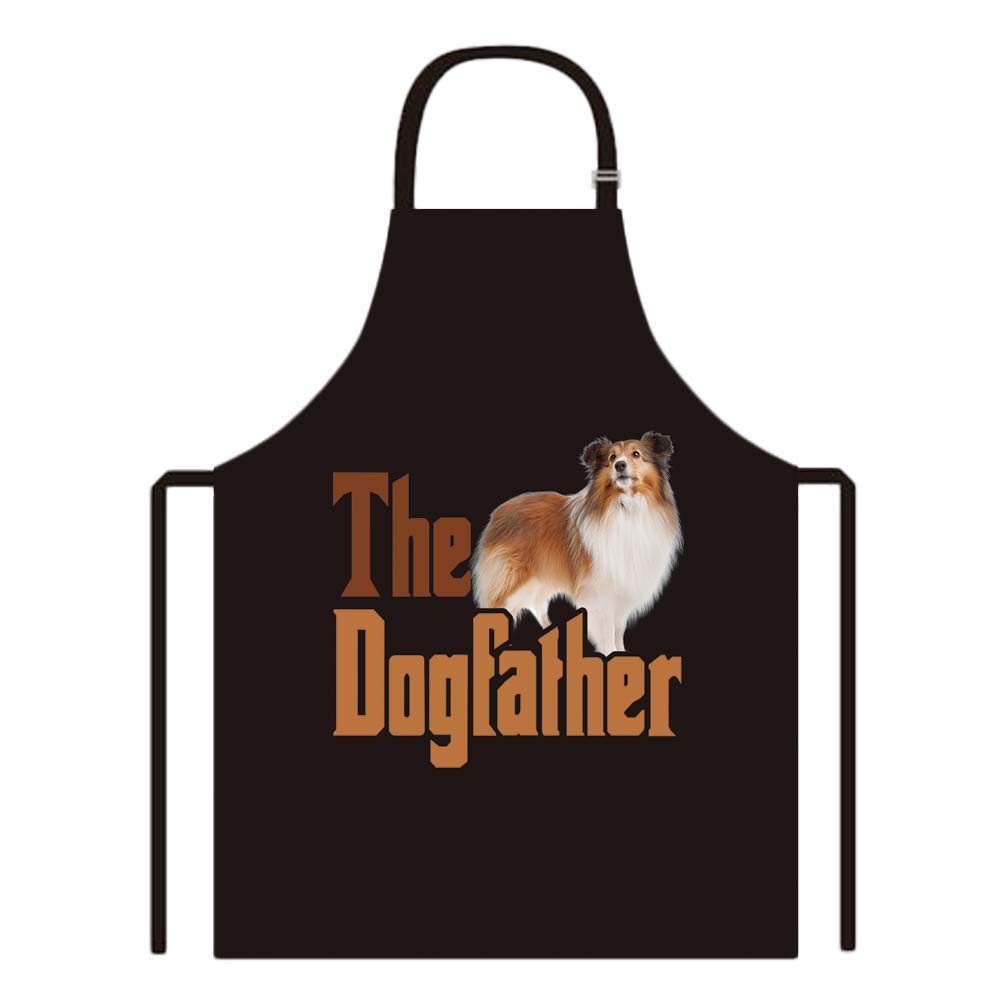 BAGEYOU Dog Father Apron with Sheltie Chef Kitchen Cooking Arpon for Men Women