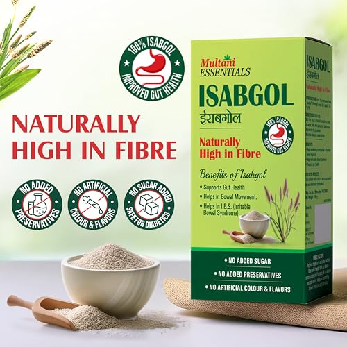 Image of Multani Essentials Isabgol | Psyllium Husk Powder - 100gm (Pack of 2) | For Gut Health And Irritable Bowel Syndrome | Effectively Relieves Constipation | Fibre Supplement For Digestion | Chemical Free | No Added Sugar Or Artificial Flavour | 100% Isabgol