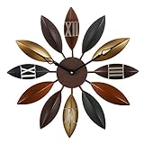 Decorative Large Clock, Eruner European Industrial Craft Iron Leaves Non-Sticking Wall Clock Home Li