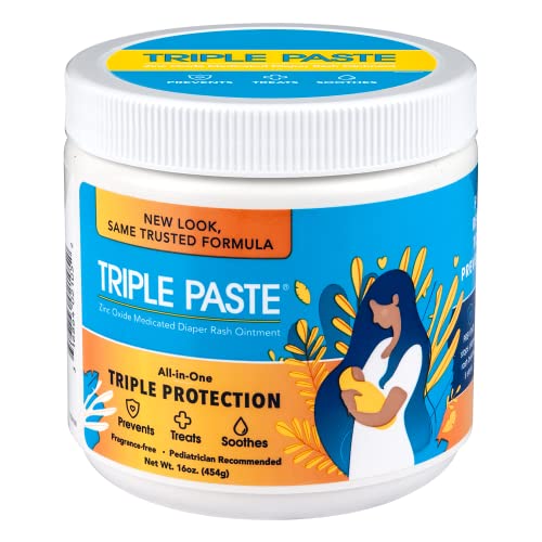 Image of Triple Paste Diaper Rash Cream for Baby - 16 Oz Tub - Zinc Oxide Ointment Treats, Soothes and Prevents Diaper Rash - Pediatrician-Recommended Hypoallergenic Formula with Soothing Botanicals