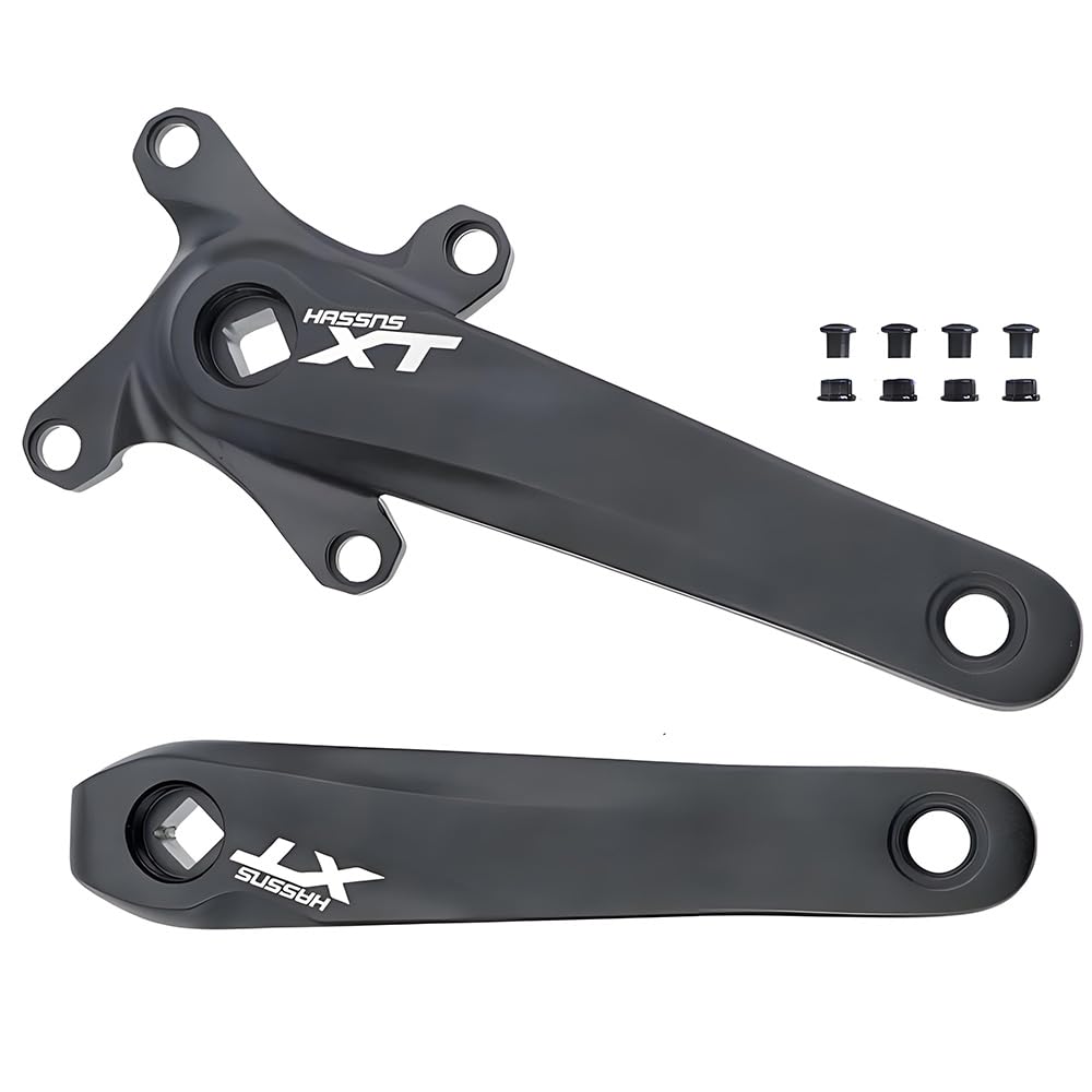 kefeimumu Bike Crankset Aluminium Alloy Square Taper Crank Set for 8/9/10/11 Speeds, Mountain Bike Crankset 170MM Arm 104 BCD 32/34/36/38/40/42T Round Chainring (Left and right crank arm)
