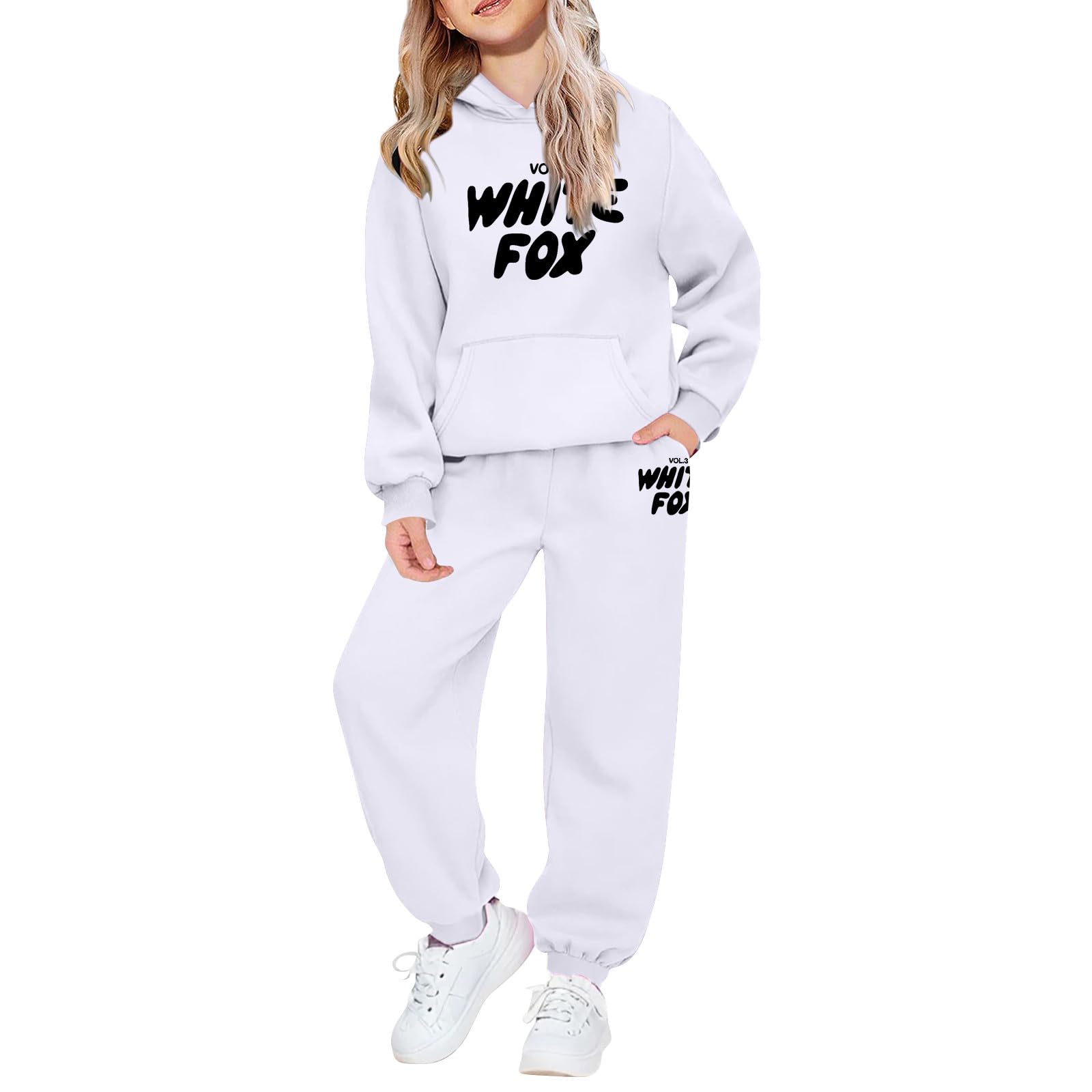 Kids Tracksuit Girls 2 Piece Outfits, Tracksuit Kids Full Set Oversized Hoodie Long Sleeve Sweatshirt Baggy Sweatpants Jogging Bottoms Girls Outfits Clothing Sets Activewear Gym Set