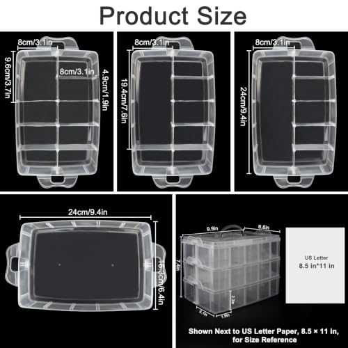 Image of Guyuyii 3-Tier Stackable Bead Organizer with Adjustable Dividers and Handle | Portable Storage Case for Craft, Sewing, Jewelry Making | Compatible with Beads, Embroidery Floss, Washi Tape, Lego Pieces