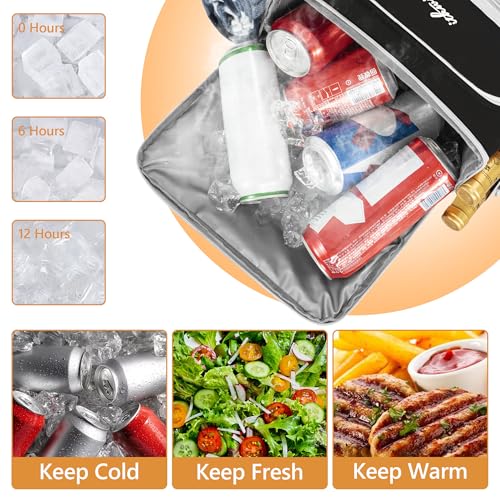 Image of Cooler Backpack, 40 Cans Insulated Lunch Backpack Picnic Backpack for Men&Women, Durable Cooler Bag with 2 Leak Proof Compartments for Picnic, BBQ Camping, Lunch, Beach, Hiking, Black