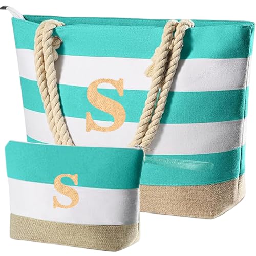 Extra Pool Beach Monogrammed Tote Bag with Zipper, Initial Birthday Travel Christmas Personalized Gifts for Women
