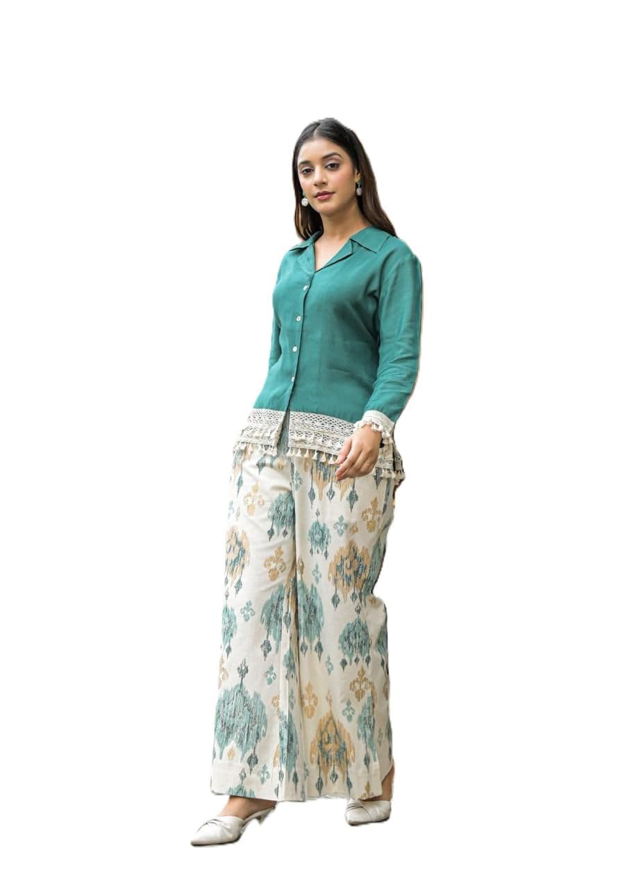 himaira Floral Printed Palazzo and Shirt Set for Women – Comfortable, Stylish Ethnic Wear for Casual Outings, Office Wear, and Family Gatherings – Breathable Fabric, Lace Detailing-picture-36