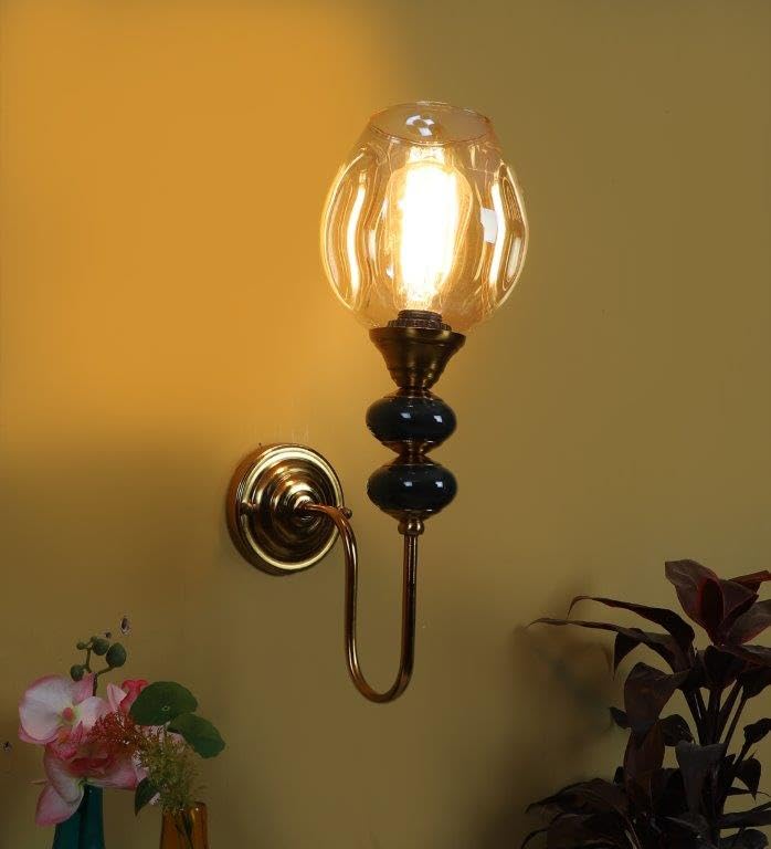 Image of ELIANTE by Jainsons Lights | Lueur Antique Gold Iron Wall Light | Gold Iron Wall Light | for Living Room, Bedroom, Hallway | E27 Holder | 3 Year Warranty