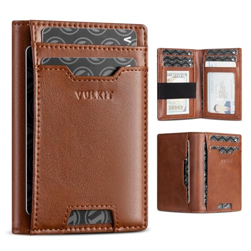 Étui pour cartes de crédit VULKIT en cuir fin avec blocage RFID