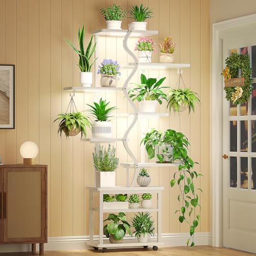 Itaar Plant Stand Indoor with Grow Lights, 9 Tiered Plant Shelf I...