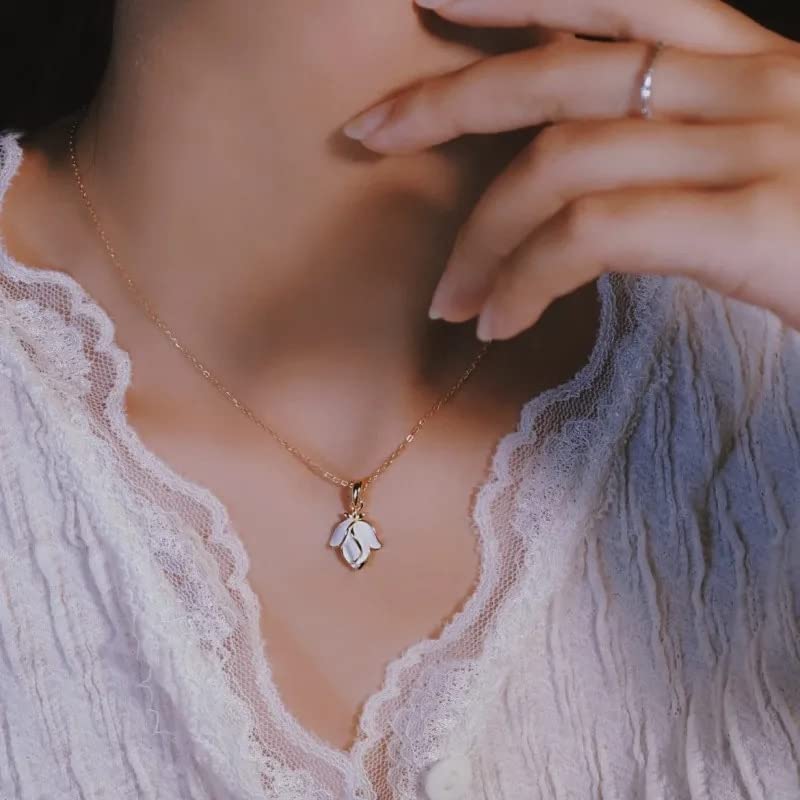 Collier rose émail cadeau anniversaire femme pendentif plaqué 925 - 5