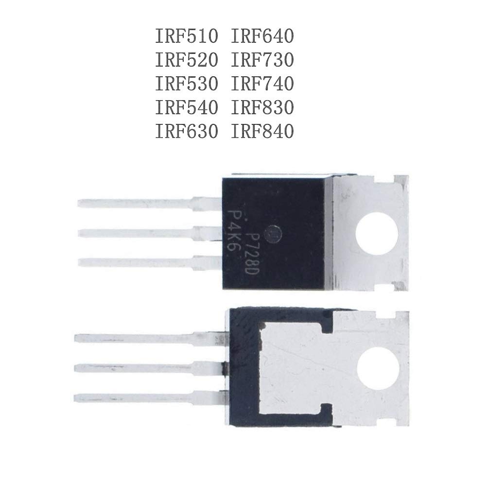 Transistores MOSFET IRF510 IRF520 IRF540 IRF640 IRF740 IRF840 IRF630 IRF630N IRF730 - Pack De 10 Unidades, Formato TO-220