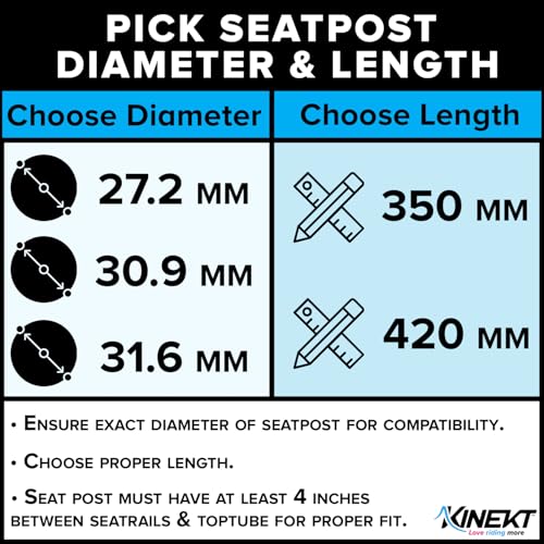 Pink Kinekt Bike Suspension Seatpost, LR Lightweight Alloy Seat Post for Road, Gravel & Electric Bikes, Bike Seat Shock Absorber Adjusts to Weight and Riding Style, LR | 31.6mm | 350mm