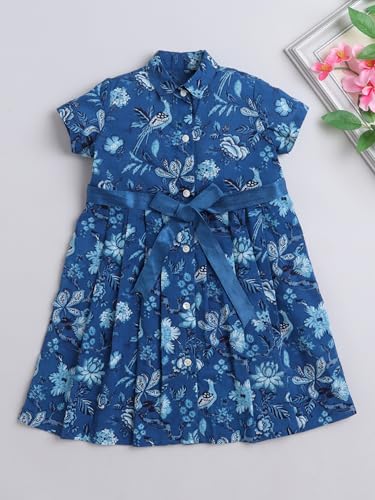 Image of The Magic Wand Printed Dresses for Kids Baby Girls, Fancy Stylish Knee Length One Piece Midi Frocks for Girls, Casual Dress for Summer Season