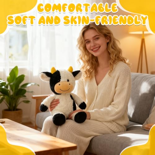 SGZIOO Kuh Kuscheltier, 30cm Plüschtier, Schwarz-Weißes Stofftier Zum Spielen & Kuscheln, Ideal als Niedliches Geburtstagsgeschenk (30CM)