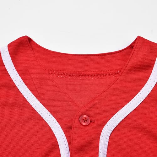 Kids Baseball Jersey Button Down Hip Hop Personalized Sport T Shirts Tops Baseball Shirt for Boys Girls Toddler 2T-12Y3