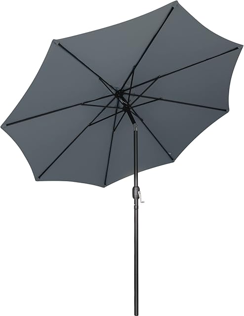 AuAg 2.7m Banana Parasol, Garden Patio Parasol, Sun Shade Umbrella with Crank and Tilt, Adjustable Height and UPF50+ Protection, 180 g/m²